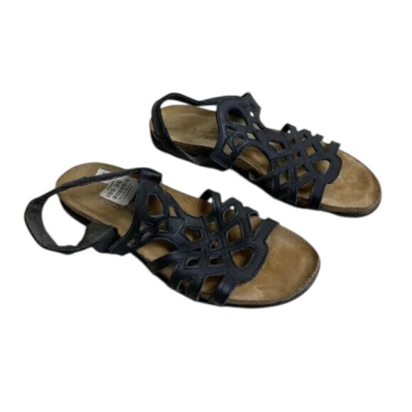 Naot Rebecca Black Leather Sandals Size 37‎ US 6-6.5 Style 7432 Comfort - Picture 1 of 7